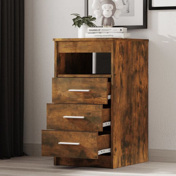 vidaXL Sideboard mit Schubladen R&auml;uchereiche 40x50x76 cm Holzwerkstoff