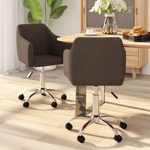 vidaXL Esszimmerst&uuml;hle 2 Stk. Drehbar Dunkelbraun Stoff