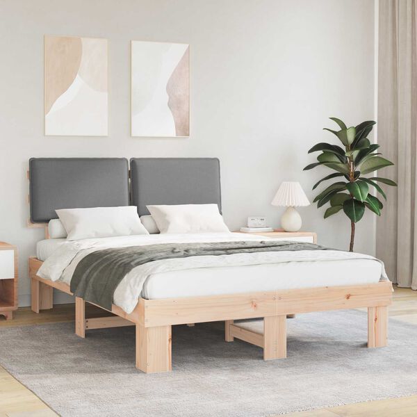 vidaXL Bettgestell mit gepolstertem Kopfteil Hellgrau 140 x 190 cm