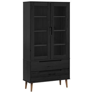 vidaXL Glasvitrine MOLDE 90 x 35 x 175 cm Massives Kiefernholz Schwarz