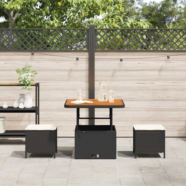 vidaXL Garten Essgruppe Schwarz Poly Rattan