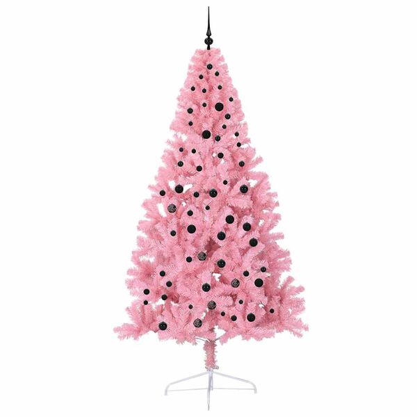 vidaXL Künstlicher vorbeleuchteter Weihnachtsbaum Rosa 240 cm PVC