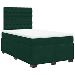 vidaXL Boxspringbett mit Matratze Dunkelgr&uuml;n 120x190 cm Samt