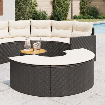 vidaXL Gartenhocker mit Kissen Schwarz Poly Rattan