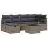 vidaXL Garten-Sofa-Set mit Kissen mit Speicher 7 pcs Grau Poly Rattan