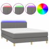 vidaXL Boxspringbett mit Matratze & LED Dunkelgrau 140x190 cm Stoff
