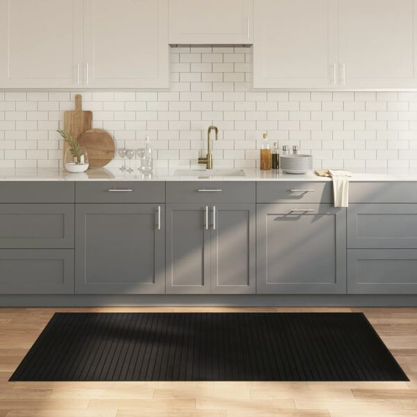 vidaXL Teppich Rechteckig Schwarz 100x200 cm Bambus