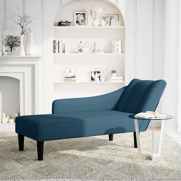 vidaXL Chaiselongue mit Rechter Armlehne Blau Samt