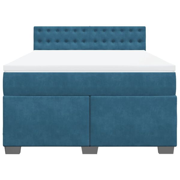 vidaXL Boxspringbett mit Matratze Blau 160x200 cm Samt
