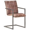 vidaXL Freischwinger 2 Stk. Braun Echtleder