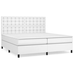 vidaXL Boxspringbett mit Matratze Wei&szlig; 200x200 cm Kunstleder
