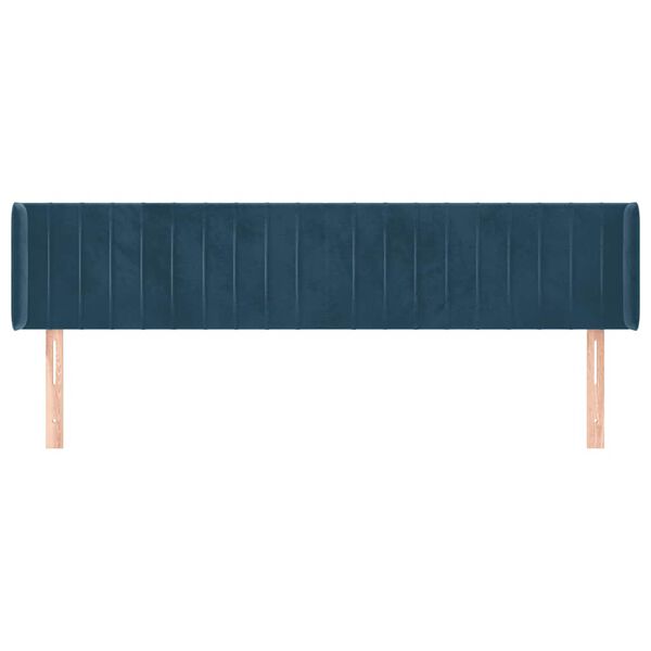 vidaXL Kopfteil mit Ohren Dunkelblau 203x16x78/88 cm Samt