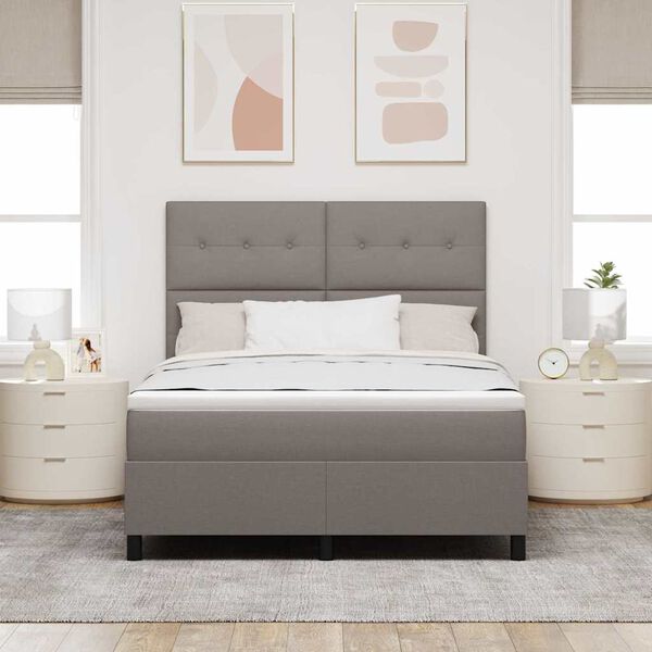 vidaXL Boxspringbett mit Matratze mit LED Taupe 160 x 200 cm Stoff