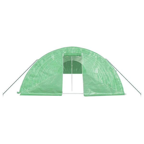vidaXL Gew&auml;chshaus mit Stahlrahmen Gr&uuml;n 90 m&sup2; 18x5x2,3 m