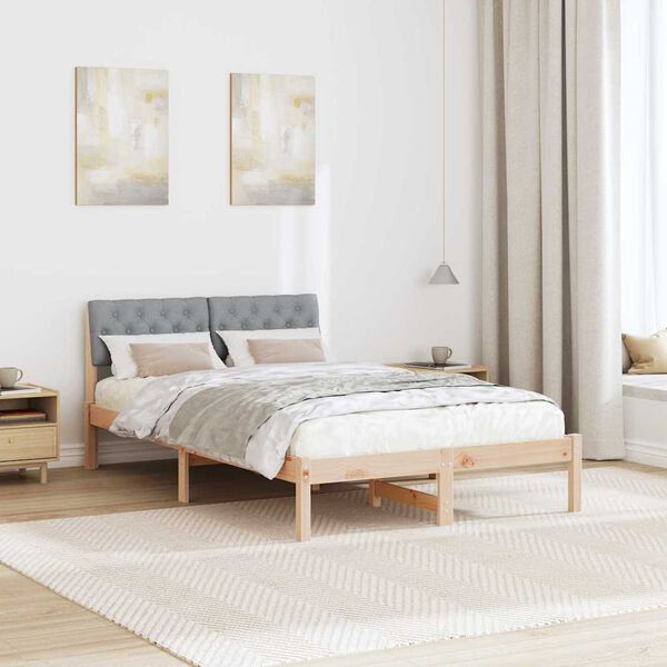 vidaXL Bettgestell Braun und hellgrau 120 x 190 cm Massivholz Kiefer