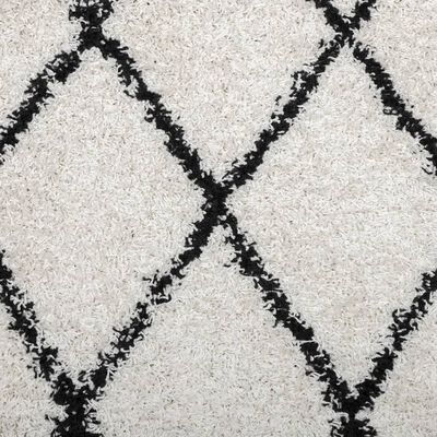 vidaXL Teppich Shaggy Hochflor Modern Creme und Schwarz 60x110 cm