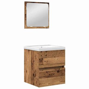 vidaXL Badezimmerm&ouml;bel-Set 2 stk. Altes Holz und Wei&szlig; 42 x 39 x 45 cm