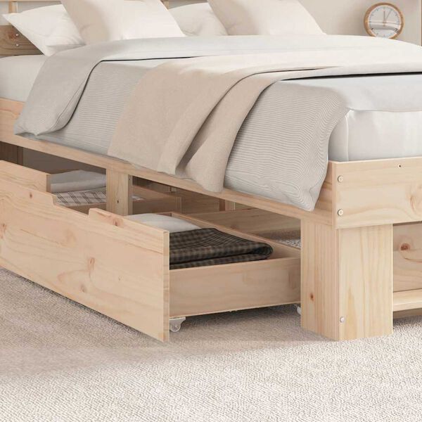 vidaXL Bettrahmen mit Kopfteil Braun 135 x 190 cm Massives Kiefernholz