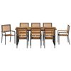 vidaXL Garten Essgruppe 9 pcs Schwarz Massivholz Akazie