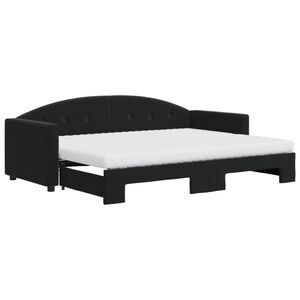 vidaXL Tagesbett Ausziehbar mit Matratzen Schwarz 80x200 cm Samt