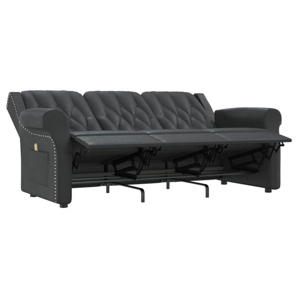 vidaXL 3-Sitzer Massagesessel Schwarz Gl&auml;nzend Kunstleder