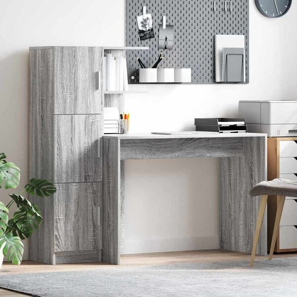 vidaXL Schreibtisch 2 pcs Graues Sonoma