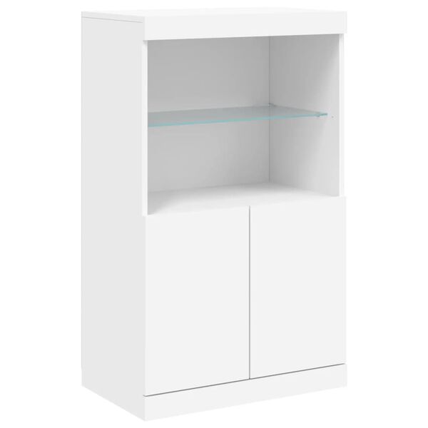 vidaXL Sideboard mit LED-Leuchten Wei&szlig; 60,5x37x100 cm