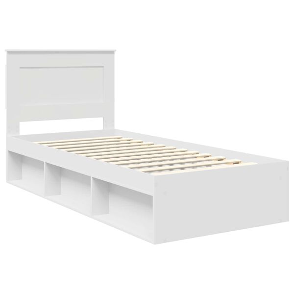 vidaXL Bettrahmen mit Kopfteil Wei&szlig; 100 x 200 cm Massives Kiefernholz