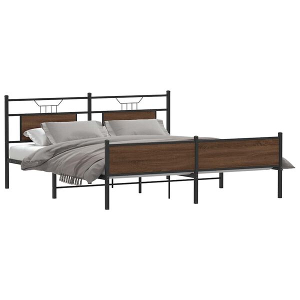 vidaXL Metallbett ohne Matratze Braun Eichen-Optik 183x213 cm