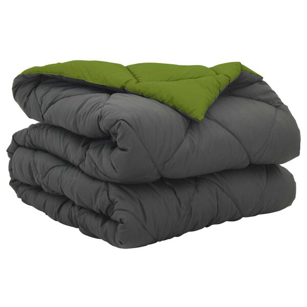 vidaXL Ganzjahresbettdecke Gr&uuml;n und Anthrazit 220 x 155 cm Mikrofaser