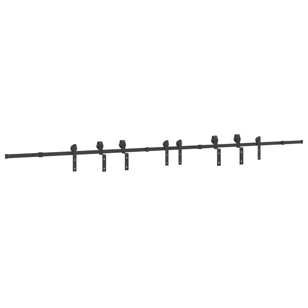 vidaXL Schiebet&uuml;rbeschlag-Set 400 cm Stahl Schwarz