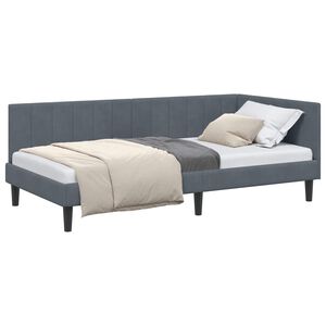 vidaXL Eckbettgestell mit Kopfteil Dunkelgrau 90 cm x 190 cm Samt