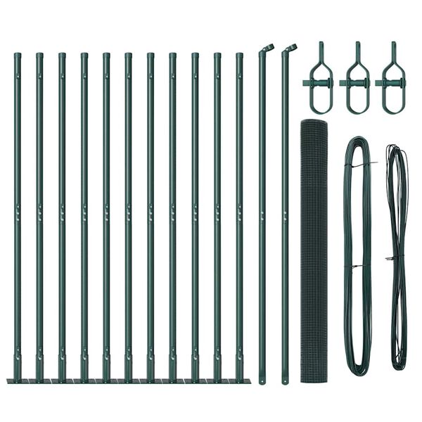 vidaXL Zaunpfosten Gr&uuml;n 25 x 1,5 m (19 x 19 mm Masche) Stahl