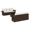 vidaXL 7-tlg. Garten-Sofagarnitur mit Kissen Braun Poly Rattan