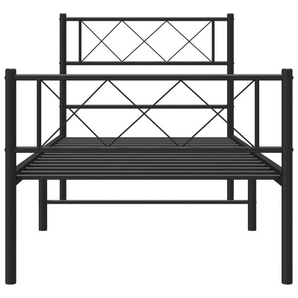 vidaXL Bettgestell mit Kopf- und Fu&szlig;teil Metall Schwarz 107x203 cm