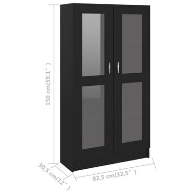 vidaXL Vitrinenschrank Schwarz 82,5x30,5x150 cm Holzwerkstoff