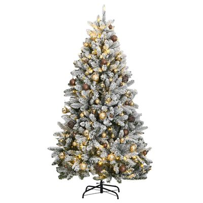 vidaXL Künstlicher Weihnachtsbaum Klappbar 300 LEDs & Kugeln 240 cm