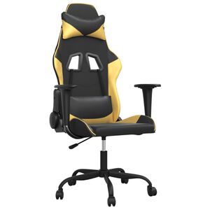 vidaXL Gaming-Stuhl mit Massagefunktion Schwarz & Golden Kunstleder