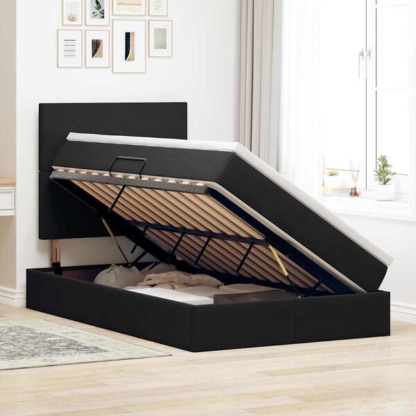 vidaXL Bett mit Stauraum und LED mit LED Schwarz 120 x 190 cm Samt