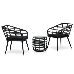 vidaXL 3-tlg. Bistro-Set Poly Rattan Schwarz