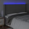 vidaXL LED Kopfteil Grau 183x16x118/128 cm Kunstleder