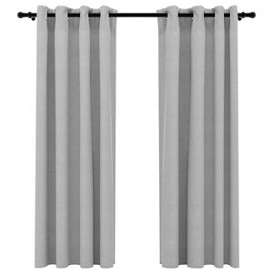 vidaXL Verdunkelungsvorh&auml;nge &Ouml;sen Leinenoptik 2 Stk. Grau 140x175 cm