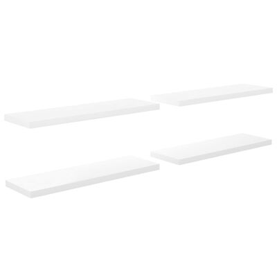 vidaXL Schweberegale 4 Stk. Hochglanz-Weiß 120x23,5x3,8 cm MDF