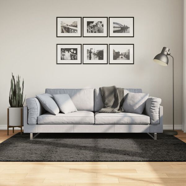 vidaXL Teppich ISTAN Hochflor Gl&auml;nzend Anthrazit 140x200 cm