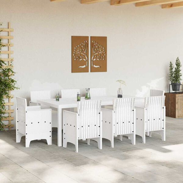 vidaXL Garten Essgruppe 9 pcs Wei&szlig; Polypropylen