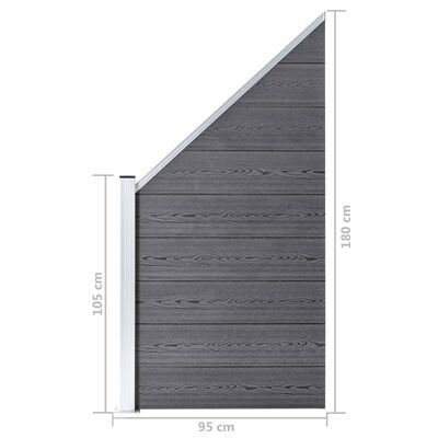 vidaXL WPC Zaun-Set 6 Quadrate + 1 Schräge 1138x186 cm Grau