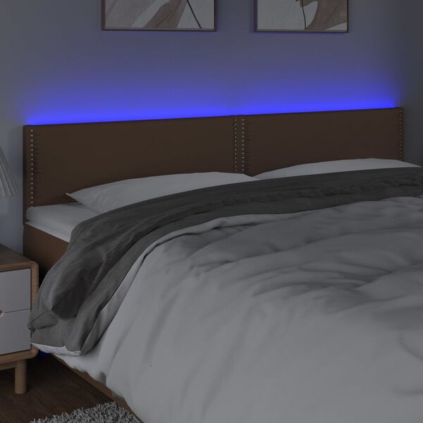 vidaXL LED Kopfteil Braun 180x5x78/88 cm Kunstleder