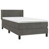 vidaXL Boxspringbett mit Matratze Dunkelgrau 90x200 cm Samt