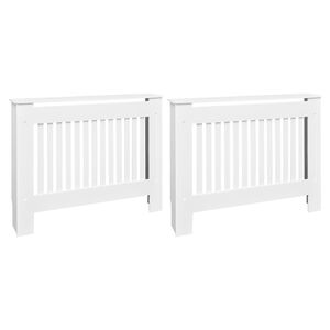 vidaXL Heizk&ouml;rperabdeckung 2 Stk. Wei&szlig; Holzwerkstoff 112 cm