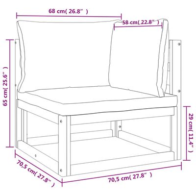 vidaXL 9-tlg. Garten-Lounge-Set mit Hellgrauen Kissen Massivholz